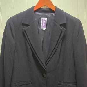 Vintage Zelda Blazer Jacket Womens 10 Black One Button Tailored Career USA